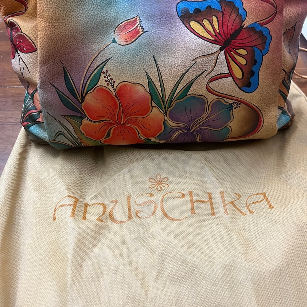 Anuschka Colorful Floral Butterfly Shoulder Bag